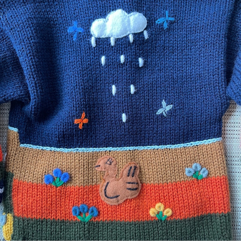 SOLD ~ Colorful Kids Sweater with Animal Design - Picture 4 of 5